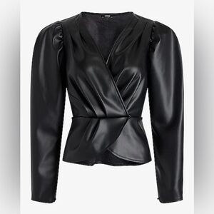 Express Black Faux Leather Blazer